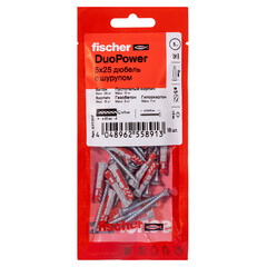 Дюбель универсальный Fischer DuoPower 5x25 мм нейлон с шурупом (18 шт.) - фото 5