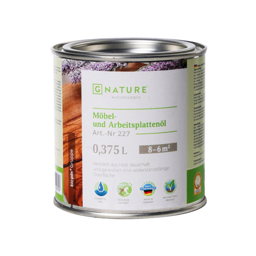 Изображение товара Масло для мебели и столешниц GNature Möbel und Arbeitsplattenö бесцветное 0,375 л