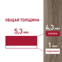 Плитка кварцвиниловая Corsa Deco Laguna B100 замковая 2,6309 кв.м 5,3 мм с фаской с подложкой IXPE - фото 3