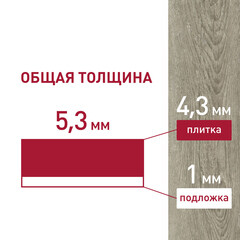 Плитка кварцвиниловая Corsa Deco Rio G100 замковая 2,6309 кв.м 5,3 мм с фаской с подложкой IXPE - фото 3