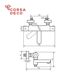 Смеситель для ванны Corsa Deco Thermo черный термостатический с коротким изливом без лейки (FTBR02SB) - фото 2
