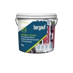 Изображение товара Краска фасадная Bergauf Mineral Techno силиконовая база A белая 9 л