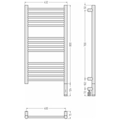 Полотенцесушитель электрический Сунержа Богема 3.1 800х400 мм 300 Вт с терморегулятором правый хром - фото 2