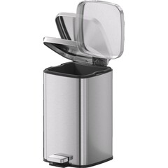 Контейнер для мусора Primanova с крышкой 12 л сталь хром с педалью квадратный - фото 2