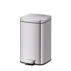 Изображение товара Контейнер для мусора Primanova с крышкой 12 л сталь хром с педалью квадратный