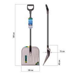 Лопата снеговая автомобильная Amigo val Alpina поликарбонат с алюминиевым черенком 900х380 мм (78105) - фото 5