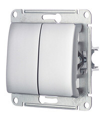 Выключатель Systeme Electric Glossa двухклавишный встраиваемый алюминий (GSL000351) - фото 4