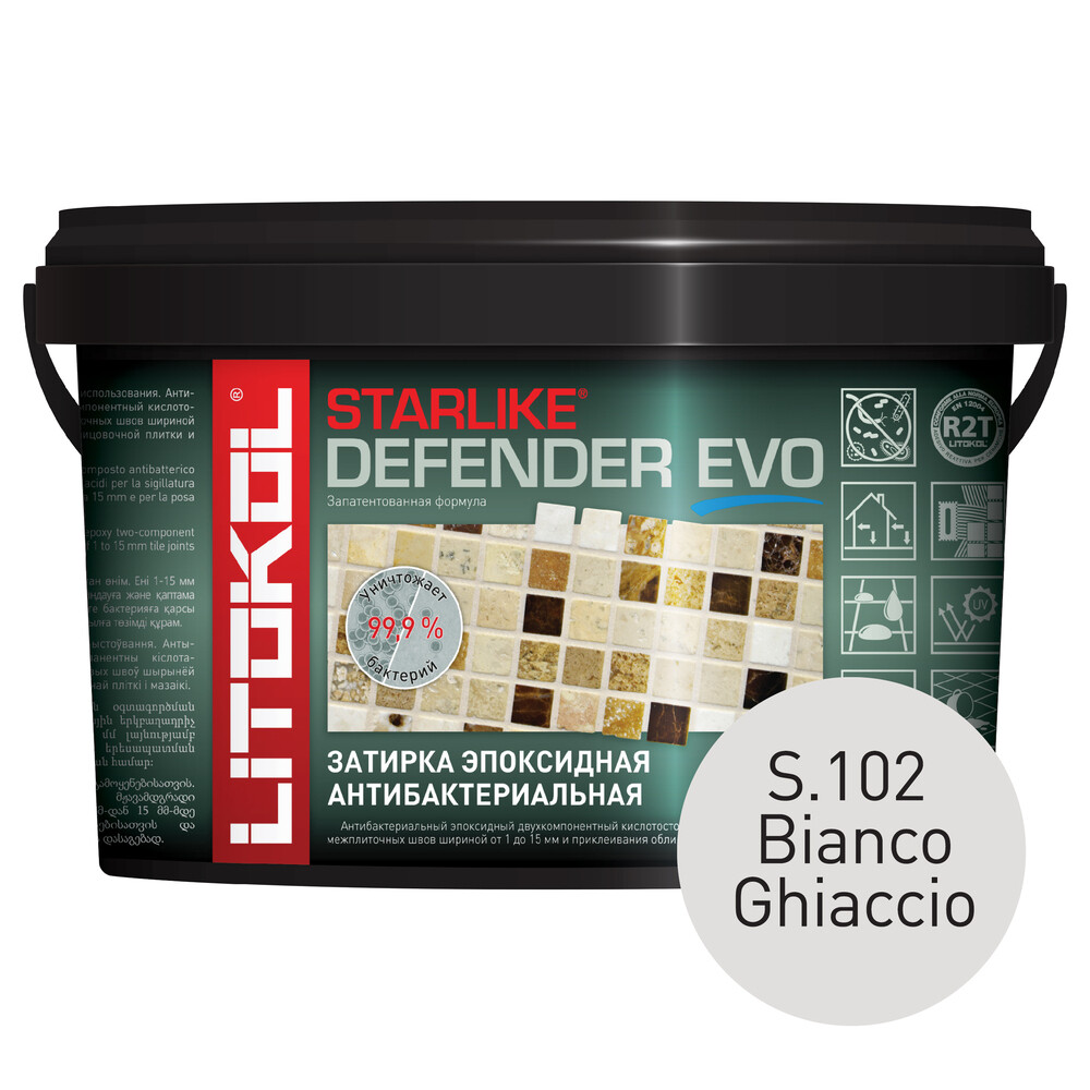 

Затирка эпоксидная Litokol Starlike Defender Evo s.102 белый лед 1 кг, Серый