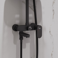 Душевая система Corsa Deco CX с верхним душем с лейкой с изливом черная (SSFCX230SB) - фото 12