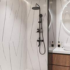 Душевая система Corsa Deco AX с верхним душем с лейкой с изливом черная (SSFAX250SB) - фото 9