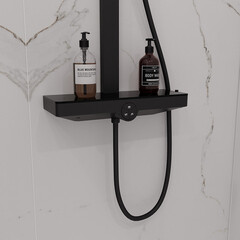 Душевая система Corsa Deco QX с верхним душем с лейкой с изливом черная матовая (SSFCSQX320SB) - фото 18