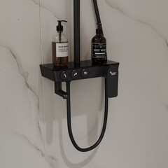 Душевая система Corsa Deco QX с верхним душем с лейкой с изливом черная матовая (SSFQX320SB) - фото 16