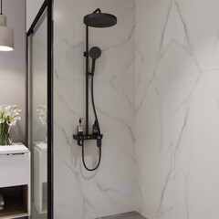 Душевая система Corsa Deco QX с верхним душем с лейкой с изливом черная матовая (SSFQX320SB) - фото 15