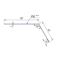 Планка карнизная для гибкой черепицы Grand Line 100х60-65 мм 2 м серая RAL 7005 - фото 2
