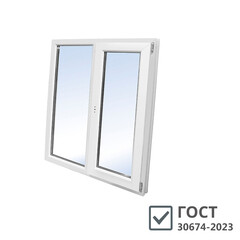 Изображение товара Пластиковое окно VEKA WHS Halo 60 1160х1000 мм 2 створки левая глухая правая поворотно-откидная однокамерное