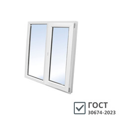 Пластиковое окно VEKA WHS Halo 60 1160х1200 мм 2 створки левая глухая правая поворотно-откидная однокамерное - фото 1