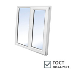 Изображение товара Пластиковое окно VEKA WHS Halo 60 1160х1000 мм 2 створки левая глухая правая поворотно-откидная двухкамерное