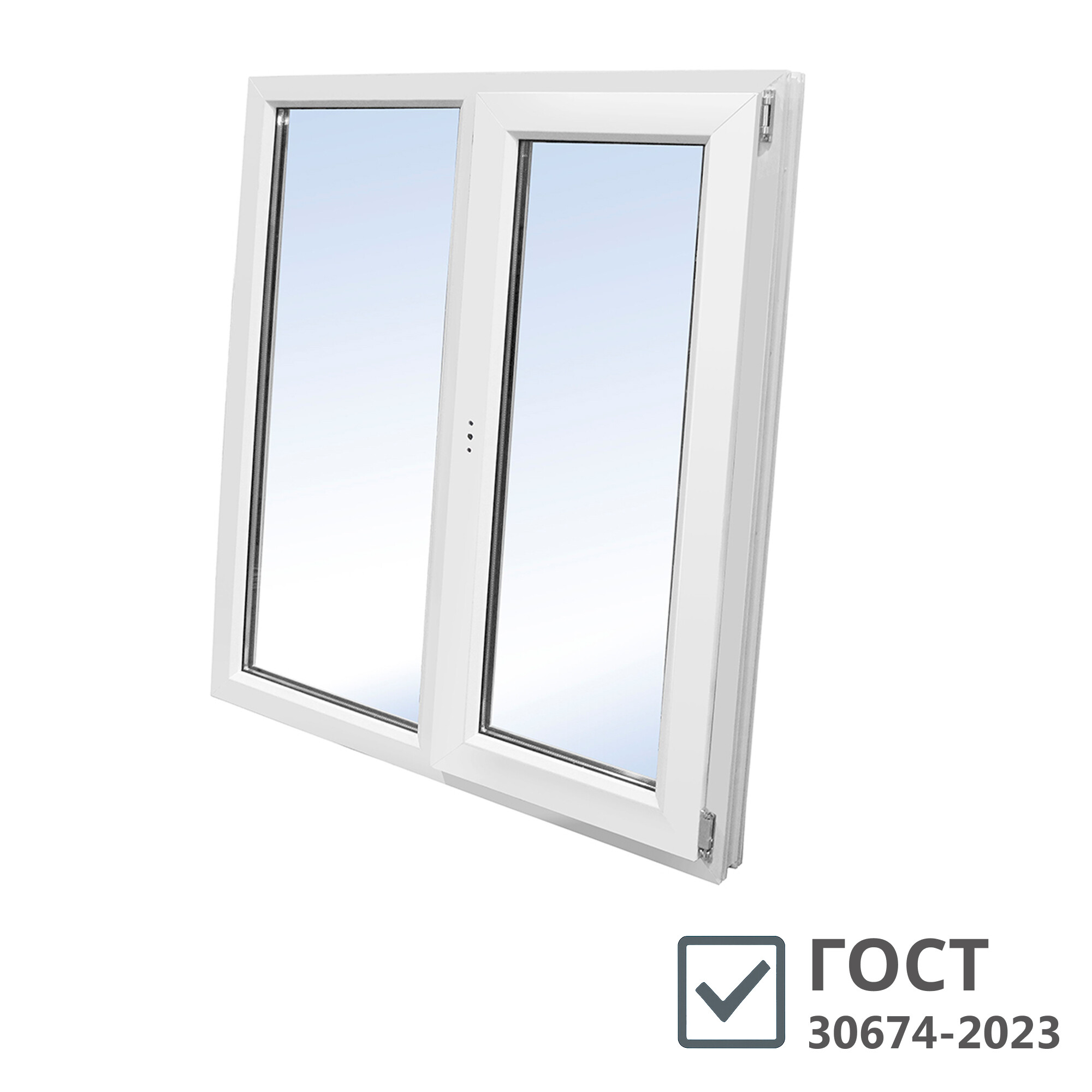 Изображение товара Пластиковое окно VEKA WHS Halo 60 1440x1200 мм двухстворчатое с однокамерным стеклопакетом