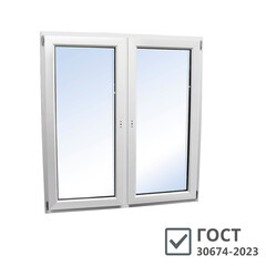 Изображение товара Пластиковое окно VEKA WHS Halo 60 1160х1200 мм 2 створки левая поворотная правая поворотно-откидная двухкамерное