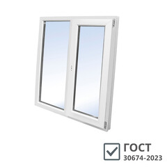 Изображение товара Пластиковое окно VEKA WHS Halo 60 1440х1440 мм 2 створки левая глухая правая поворотно-откидная двухкамерное