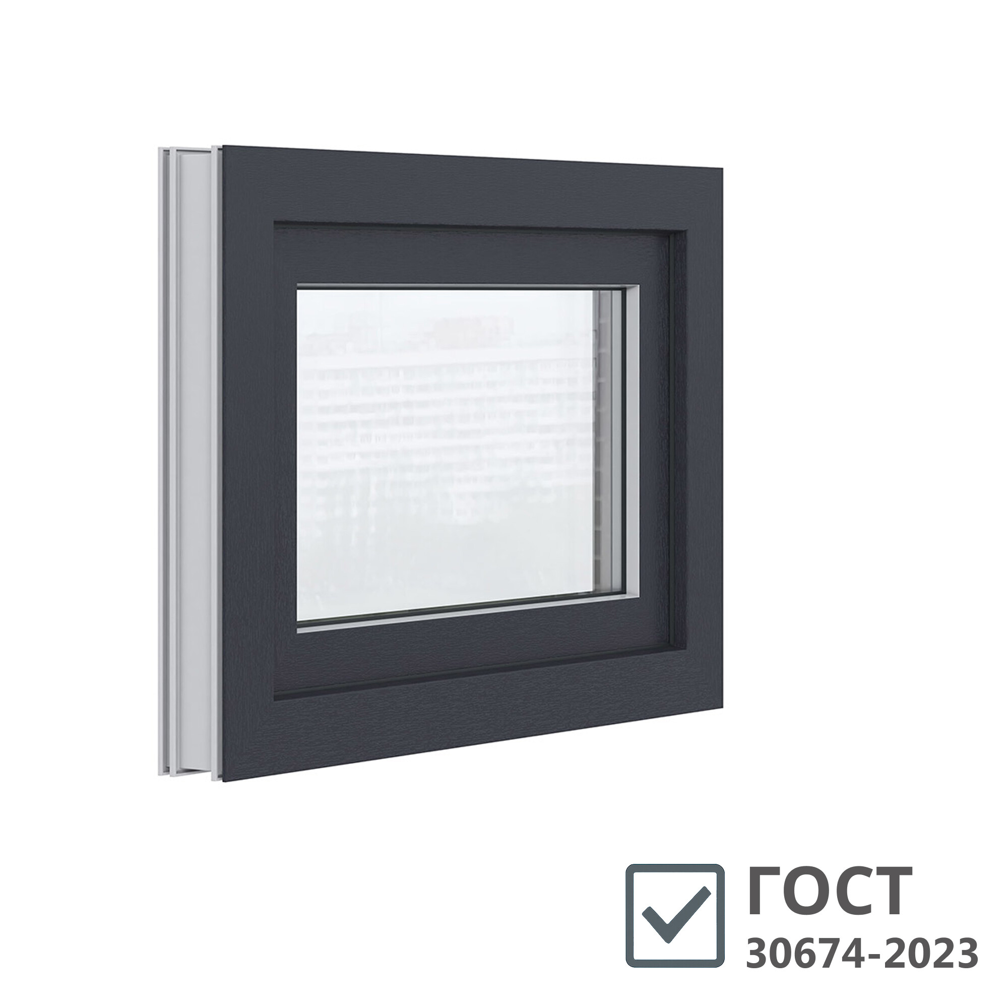 Изображение товара Пластиковое окно VEKA WHS Halo 60 500х700 мм откидное однокамерное серое