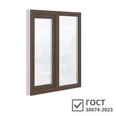 Изображение товара Пластиковое окно VEKA WHS Halo 60 1160х1000 мм 2 створки левая глухая правая поворотно-откидная двухкамерное дуб темный