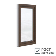 Изображение товара Пластиковое окно VEKA WHS Halo 60 900х600 мм 1 створка правая поворотно-откидная однокамерное дуб темный
