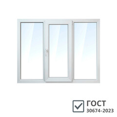 Пластиковое окно VEKA WHS 60 1440х1920 мм 3 створки левая глухая центр поворотно-откидная правая глуха однокамерное - фото 1