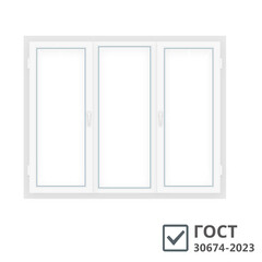 Изображение товара Пластиковое окно VEKA WHS 60 1440х1920 мм 3 створки левая/правая повортно-откидная центр глухая однокамерное