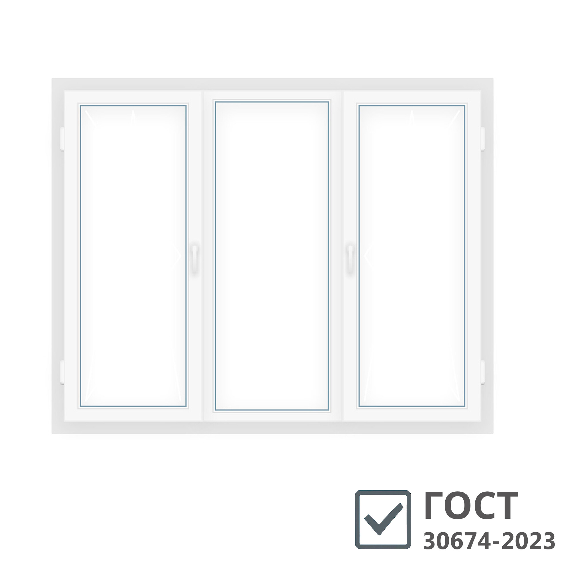 Изображение товара Пластиковое окно VEKA WHS 60 1920x1440 мм трехстворчатое с однокамерным стеклопакетом