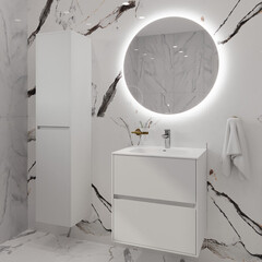 Тумба под раковину Lavelly Cube 60 см подвесная белый глянец (00316667) - фото 2