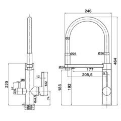 Смеситель для кухни Swedbe Selene Plus белый/сталь с гибким изливом с подключением к фильтру однорычажный (8441) - фото 2