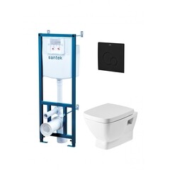 Изображение товара Комплект инсталляции Santek Нео с унитазом Santek с кнопкой черной и сиденьем микролифт (1.WH50.1.776)