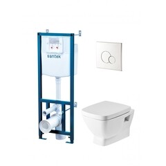 Изображение товара Комплект инсталляции Santek Нео с унитазом Santek с кнопкой хром и сиденьем микролифт (1.WH50.1.543)
