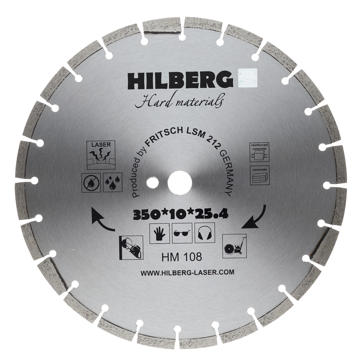 

Диск алмазный по бетону Hilberg 350x25,4x3,2 мм сегментный сухой рез (HM108)