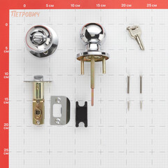 Ручка-защелка Punto кноб 6072 CP-E с ключом и фиксатором хром - фото 2