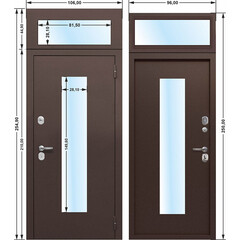 Дверь входная Ferroni Гарда правая антик медь - антик медь с фрамугой 860х2500 мм со стеклопакетом - фото 2