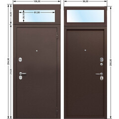 Дверь входная Ferroni Гарда правая антик медь - антик медь с фрамугой 860х2500 мм - фото 2