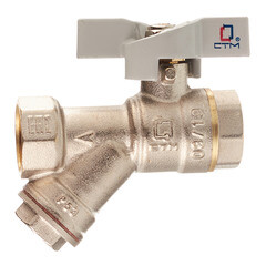 Кран шаровой латунный СТМ 1/2 ВР(г) х 1/2 ВР(г) бабочка с фильтром прямой - фото 6