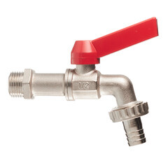 Кран шаровой латунный Valtec 1/2 НР(ш) х 1/2 НР(ш) ручка со штуцером угловой (VT.051.N.04) - фото 6