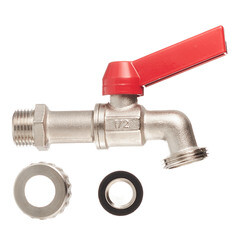 Кран шаровой латунный Valtec 1/2 НР(ш) х 1/2 НР(ш) ручка со штуцером угловой (VT.051.N.04) - фото 5