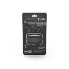 Фонарь налобный Gauss светодиодный 3 LED 3 Вт аккумуляторный Li-Ion 600 мАч пластик 4 режима (GF405) - фото 6