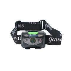 Изображение товара Фонарь налобный Gauss светодиодный 3 LED 3 Вт аккумуляторный Li-Ion 600 мАч пластик 4 режима (GF405)