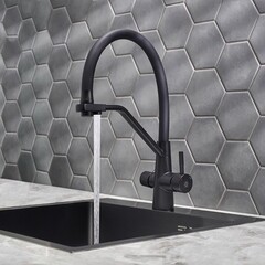 Смеситель для кухни РМС SUS127 черный гибкий излив с подключением к фильтру однорычажный (SUS127TBL-016F-015) - фото 5