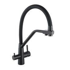 Смеситель для кухни РМС SUS127 черный гибкий излив с подключением к фильтру однорычажный (SUS127TBL-016F-015)