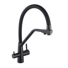Смеситель для кухни РМС SUS127 черный гибкий излив с подключением к фильтру однорычажный (SUS127TBL-016F-015) - фото 1