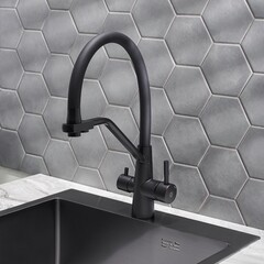 Смеситель для кухни РМС SUS127 черный гибкий излив с подключением к фильтру однорычажный (SUS127TBL-016F-015) - фото 2