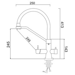 Смеситель для кухни РМС SUS127 черный гибкий излив с подключением к фильтру однорычажный (SUS127TBL-016F-015) - фото 3