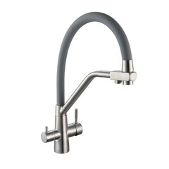 Изображение товара Смеситель для кухни РМС SUS127 серый с высоким изливом с подключением к фильтру однорычажный (SUS127GY-016F-015)
