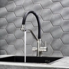 Смеситель для кухни РМС SUS127 черный гибкий излив с подключением к фильтру однорычажный (SUS127BL-016F-015) - фото 2